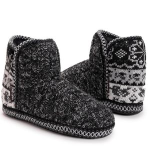 Muk Luks - Black & Gray Fair Isle Leigh Slippers